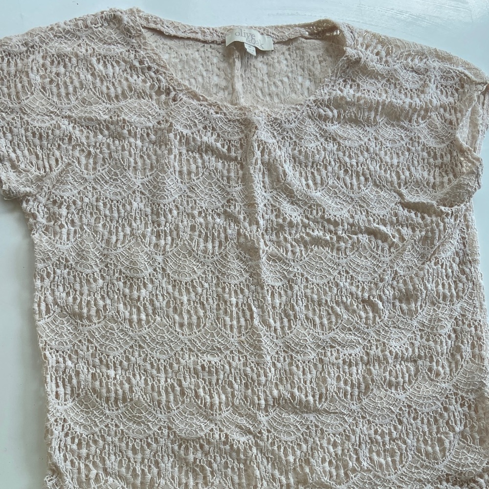 Olive & Oak Beige Lace Blouse